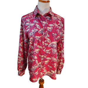 Hooper Associates True Vintage 1970s Britsh Hong Kong Pink Floral Print Blouse